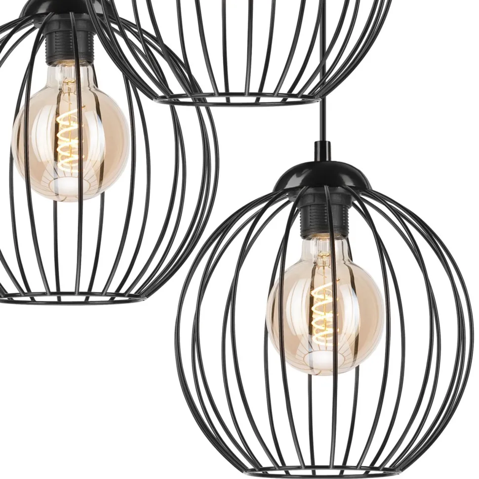 Hängelampe KARNA Metall Draht Schwarz 3-flammig verstellbar