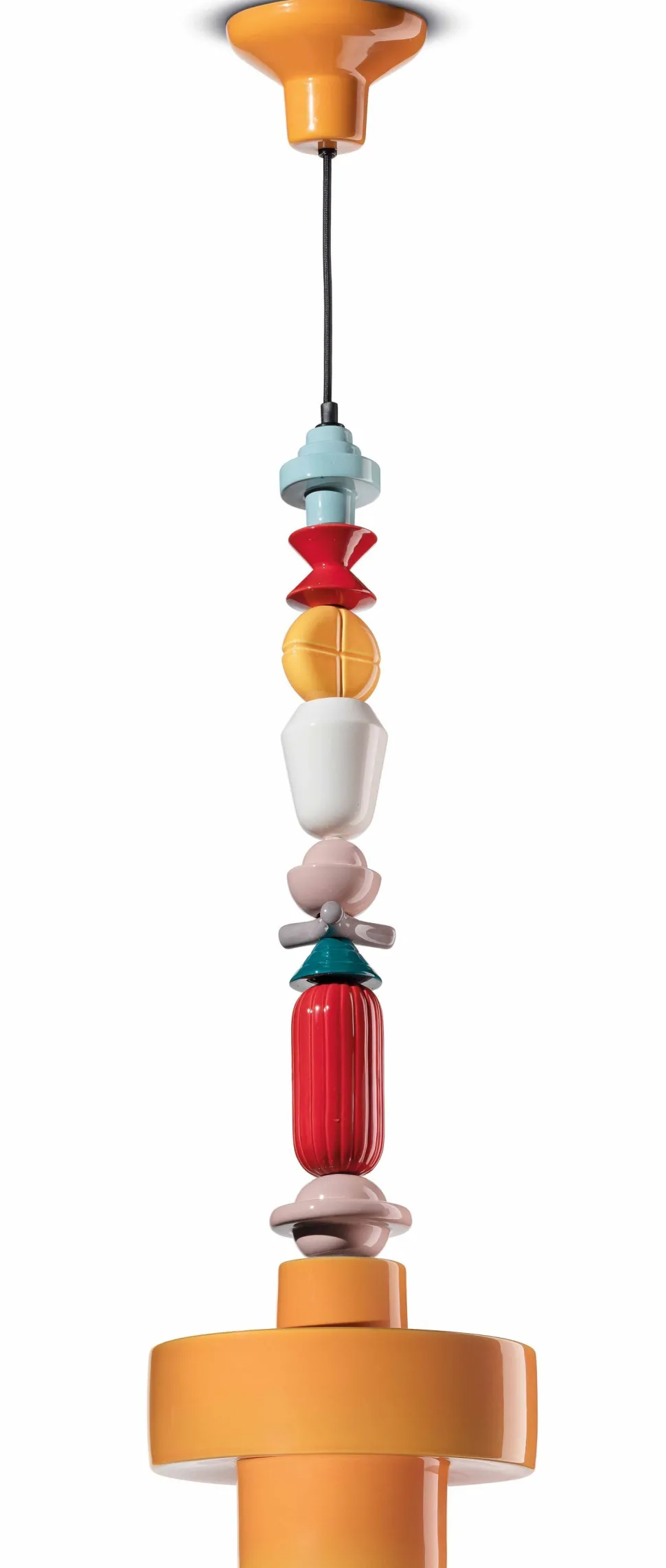 Hängelampe Keramik E27 Gelb Bunt Retro Ø 28 cm