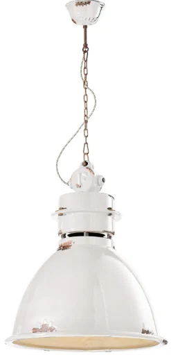 Hängelampe Keramik E27 H: max. 140 cm Weiß Shabby Antik