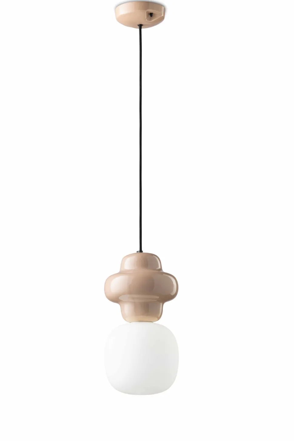 Hängelampe Keramik Glas Sandgrau Weiß E14 Retro ROBERTO