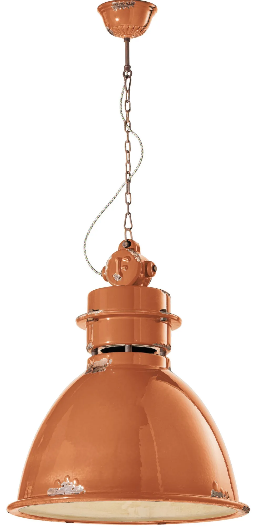 Hängelampe Keramik H: max. 140 cm Orange Shabby Antik