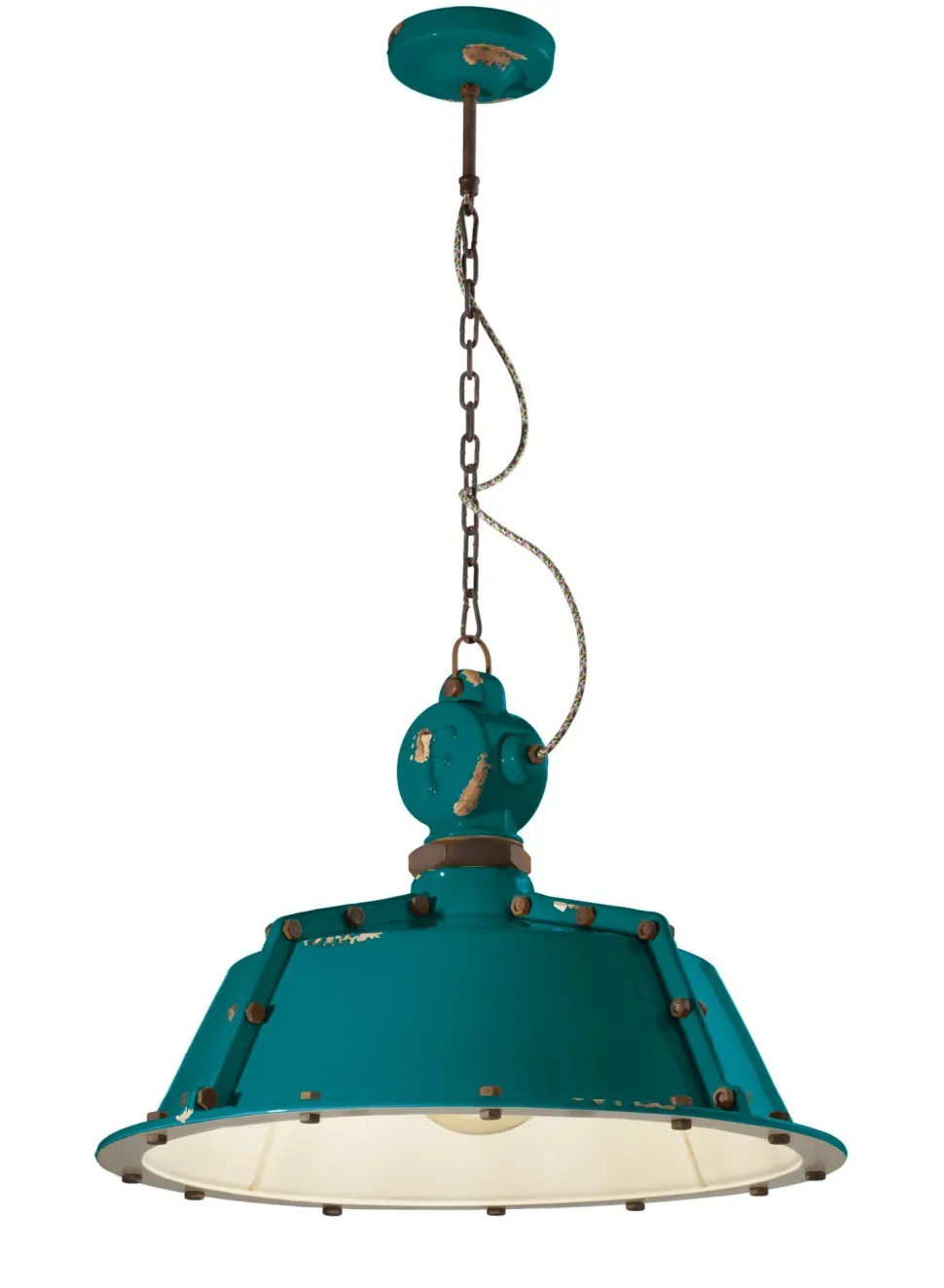 Hängelampe Keramik H: max. 110 cm Petrol Shabby Antik