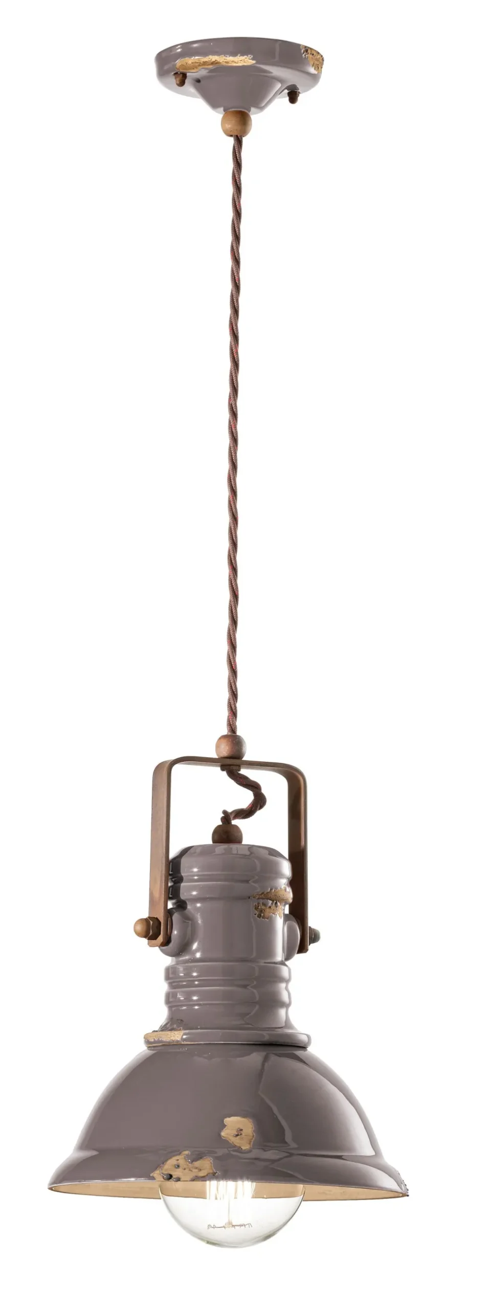 Hängelampe Keramik Metall E27 Ø 23 cm rund Vintage