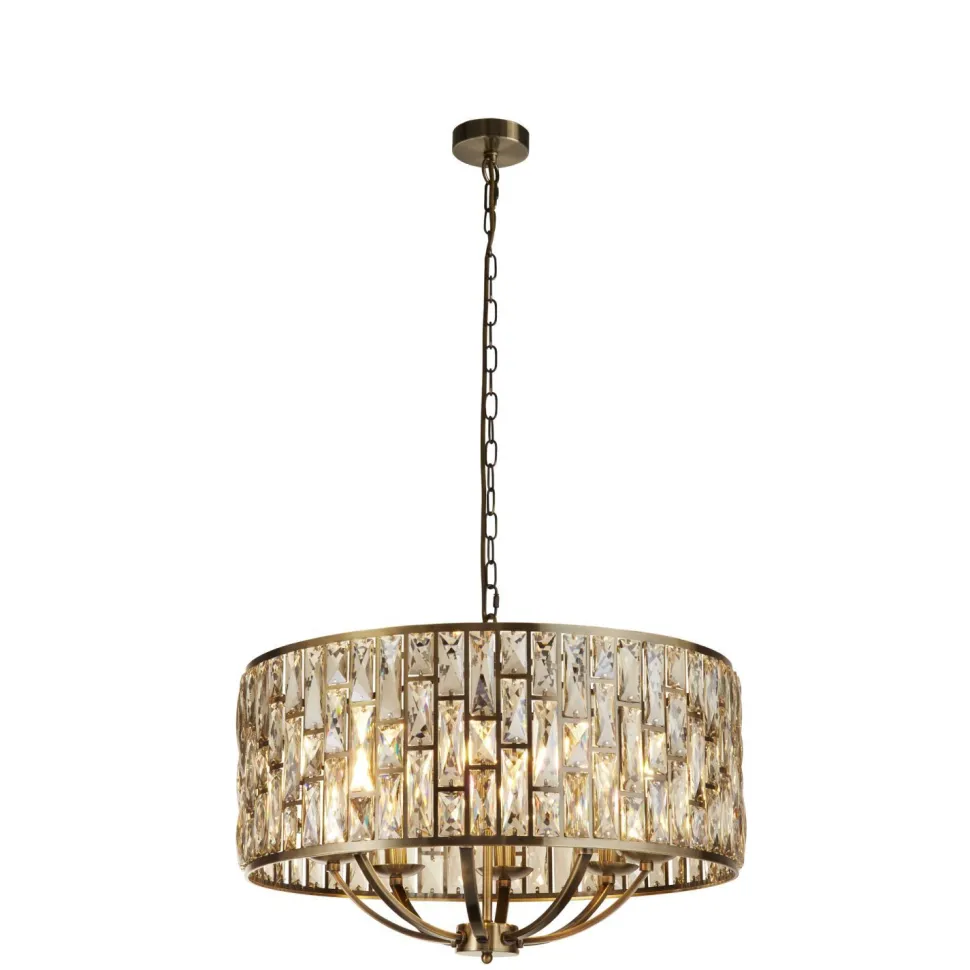 Hängelampe Kristall Ø 64 cm rund Messing Antik Creme 8x E14