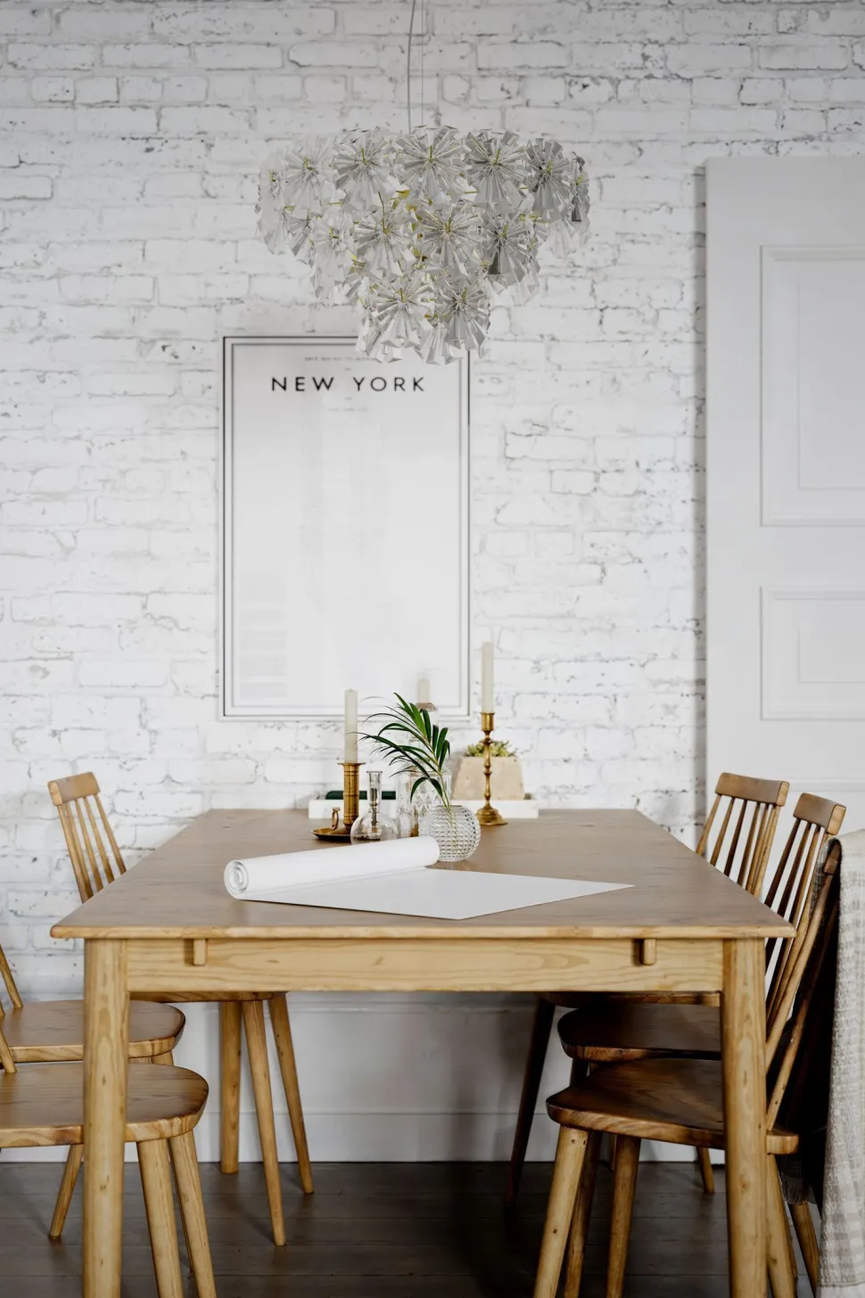 Hängelampe Kristall 51,5 cm breit H: max. 120 cm 5x E14