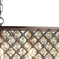 Hängelampe Kristall B: 60 cm 3x E14 in Kupfer antik