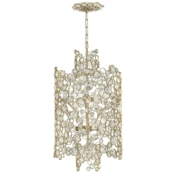 Hängelampe Kristall Metall in Blattsilber THYMI