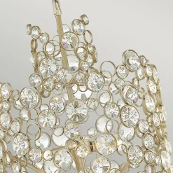 Hängelampe Kristall Metall in Blattsilber THYMI