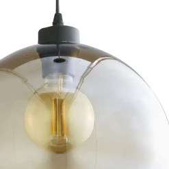 Hängelampe Kugel Ø 30 cm E27 Rauchglas verstellbar