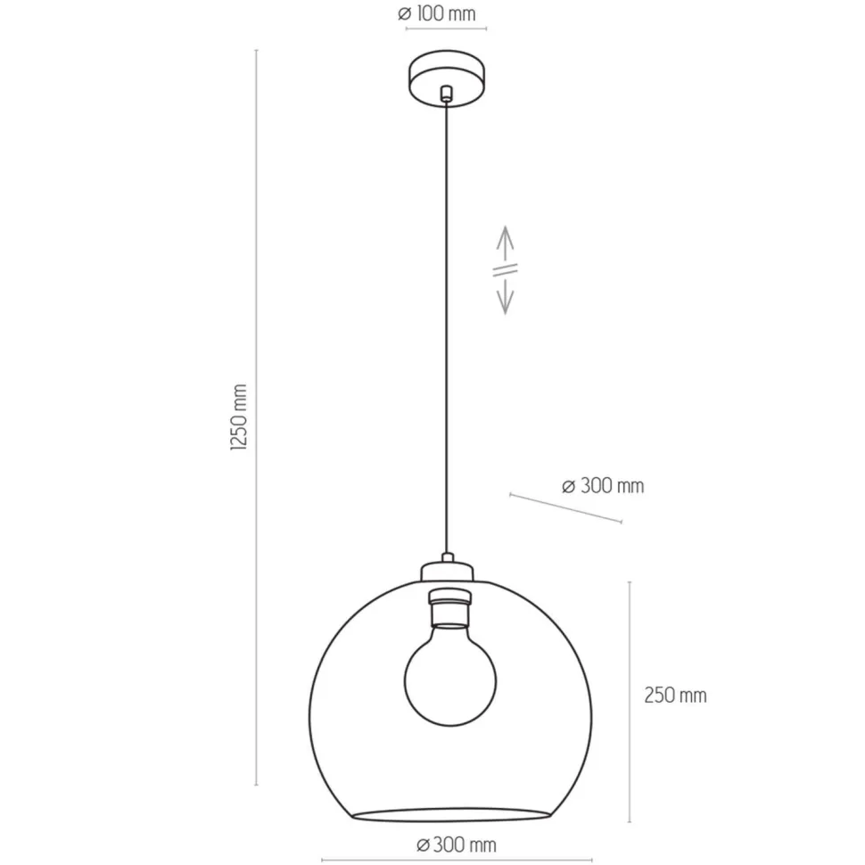 Hängelampe Kugel Ø 30 cm E27 Rauchglas verstellbar