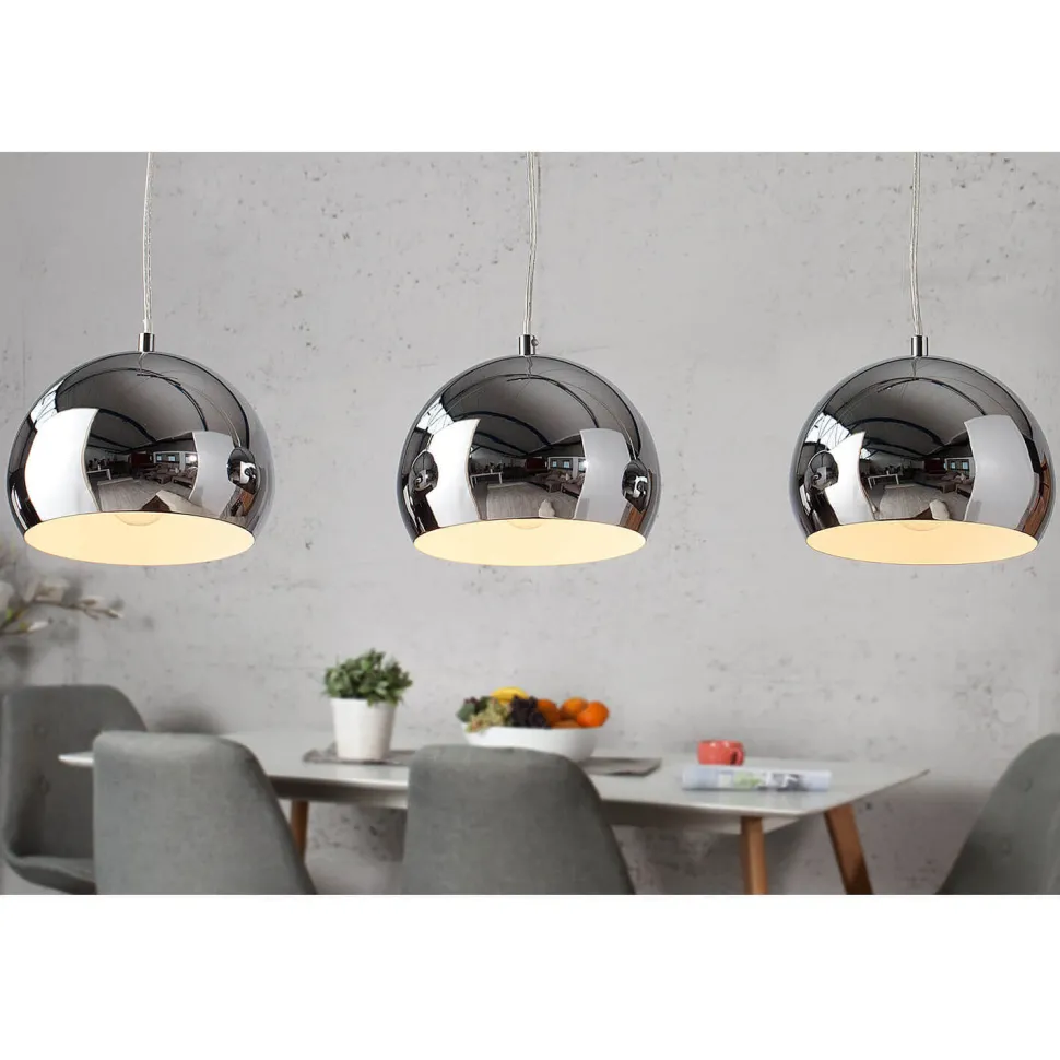Hängelampe Kugel Chrom Esszimmer Lampe 3-flammig