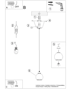 Hängelampe Kugel Schirm Schwarz Rauchglas E27
