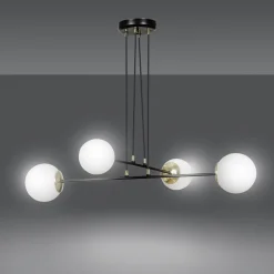 Hängelampe Kugel Schirm verstellbar Schwarz Weiß 4x E27