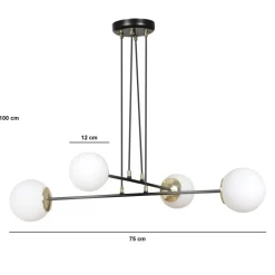 Hängelampe Kugel Schirm verstellbar Schwarz Weiß 4x E27