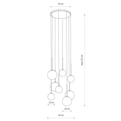 Hängelampe Kugelschirm Schwarz Weiß Gold 8x G9 Glas