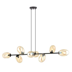 Hängelampe lang 140 cm 8x E14 Glas Metall dekorativ