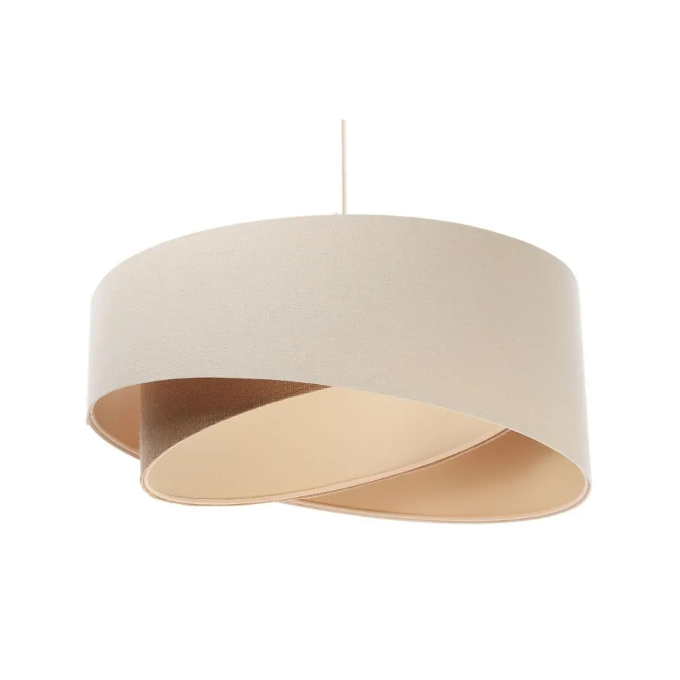 Hängelampe Leinen E27 rund Ø 50 cm Creme Beige wohnlich