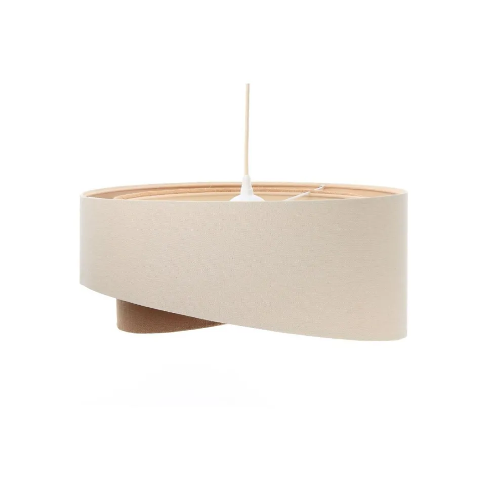 Hängelampe Leinen E27 rund Ø 50 cm Creme Beige wohnlich