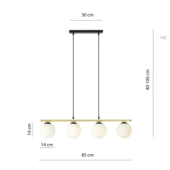 Hängelampe länglich Kugelschirm verstellbar 4x E14