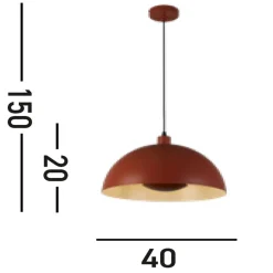 Hängelampe Loft E27 bis 60 W Ø40 cm Metall in Orange
