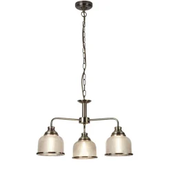 Hängelampe Messing antik Klar Ø 56 cm Metall Glas 3x E27