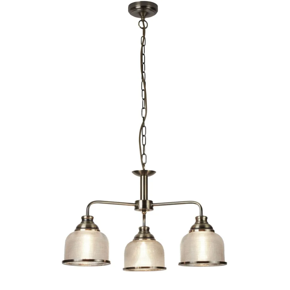 Hängelampe Messing antik Klar Ø 56 cm Metall Glas 3x E27