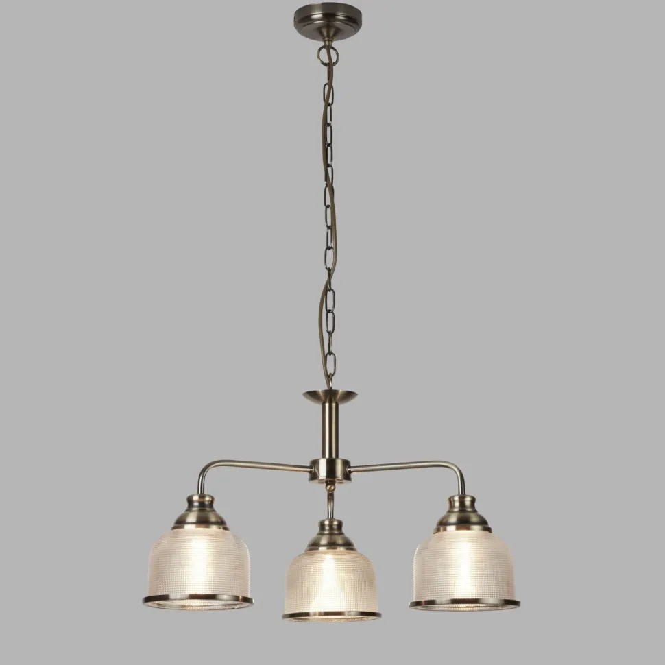 Hängelampe Messing antik Klar Ø 56 cm Metall Glas 3x E27