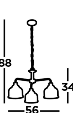 Hängelampe Messing antik Klar Ø 56 cm Metall Glas 3x E27