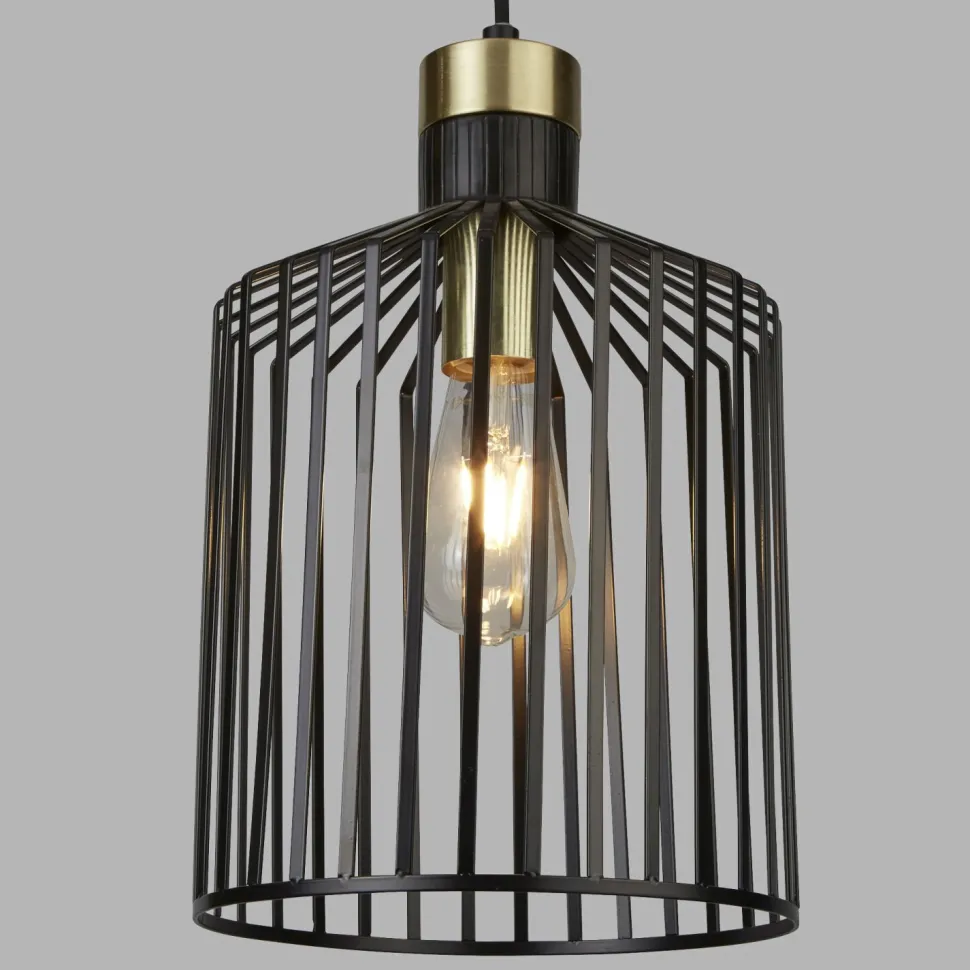 Hängelampe Metall Ø 22 cm in Schwarz Messing E27