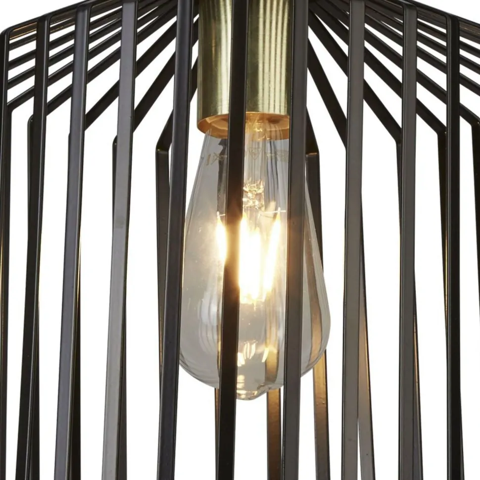 Hängelampe Metall Ø 22 cm in Schwarz Messing E27