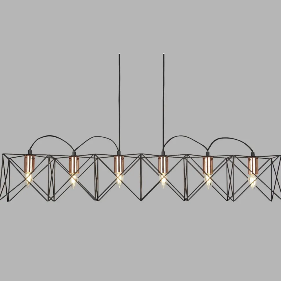 Hängelampe Metall 110 cm lang H: max. 145 cm Schwarz Kupfer