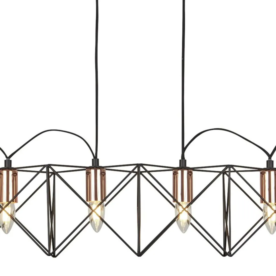 Hängelampe Metall 110 cm lang H: max. 145 cm Schwarz Kupfer