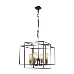 Hängelampe Metall B: 45 cm Schwarz matt Bronze E27