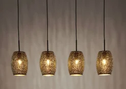 Hängelampe Metall 4-flammig Schwarz Gold B: 90 cm E27