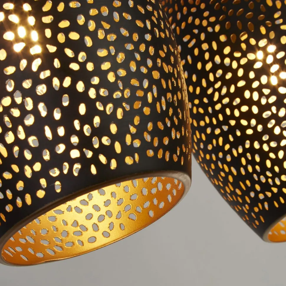 Hängelampe Metall 4-flammig Schwarz Gold B: 90 cm E27