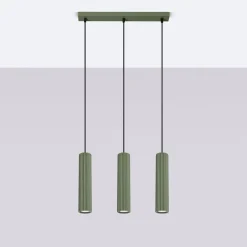 Hängelampe Metall 3-flammig GU10 B: 45 cm in Grün Modern