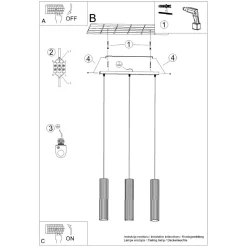 Hängelampe Metall 3-flammig GU10 B: 45 cm in Grün Modern