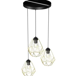 Hängelampe Metall 3-flammig Retro dekorativ Gold Schwarz