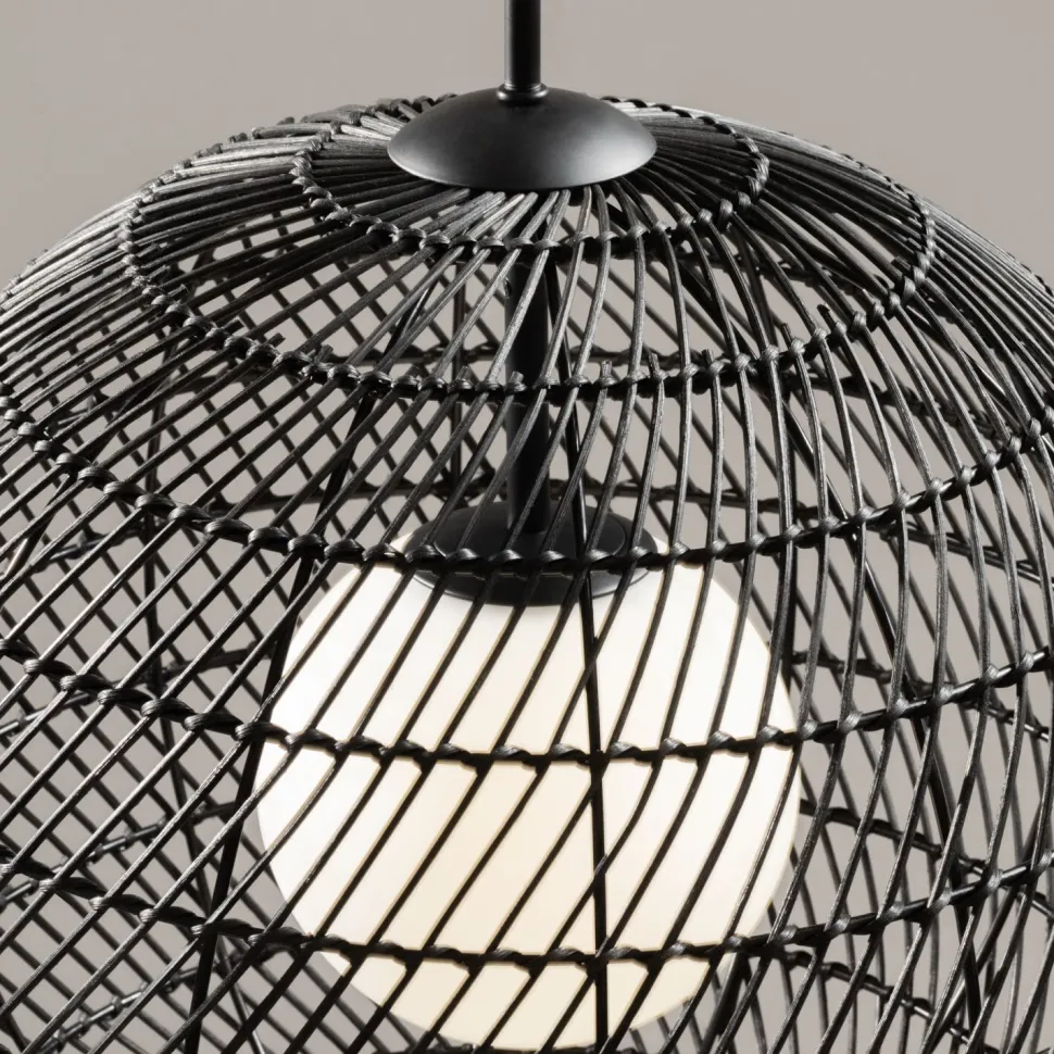 Hängelampe Metall Glas Ø 40 cm rund H: max. 358 cm G9