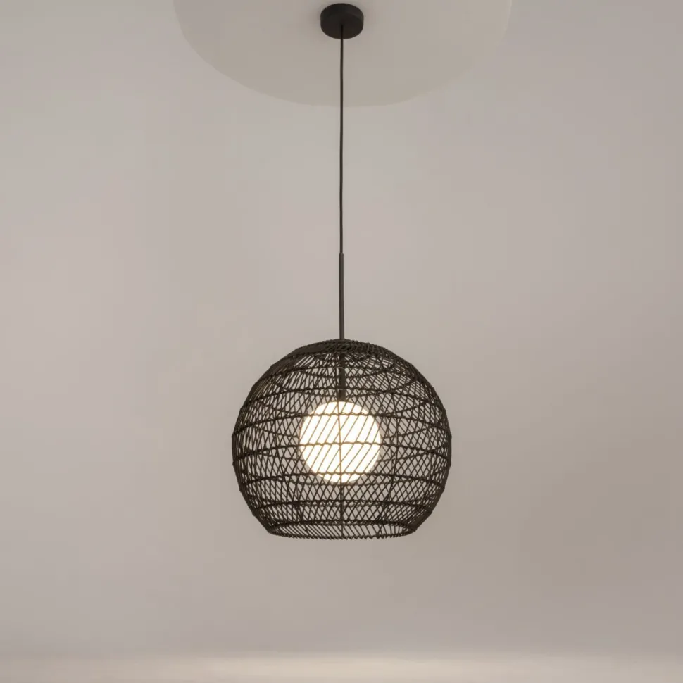 Hängelampe Metall Glas Ø 40 cm rund H: max. 358 cm G9