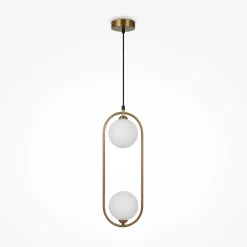 Hängelampe Metall Glas H: max. 204 cm in Messing Weiß