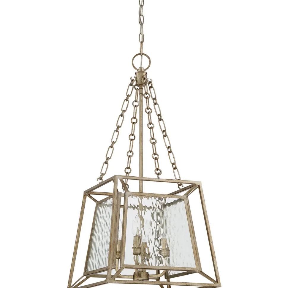 Hängelampe Metall Glas in Gold antik OLAVA