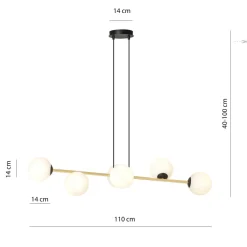 Hängelampe Metall Glas Kugelschirme E14 dekorativ