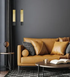 Hängelampe Metall GU10 35 cm lang Schwarz Gold stilvoll