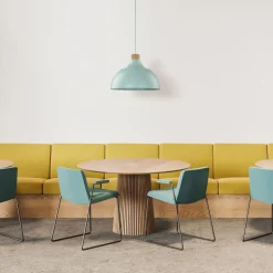 Hängelampe Metall Holz Ø 34 cm rund Mint Grün E27 Retro