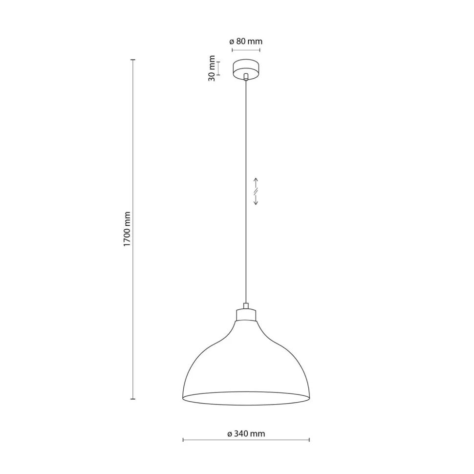 Hängelampe Metall Holz Ø 34 cm rund H: max. 170 cm Rot E27