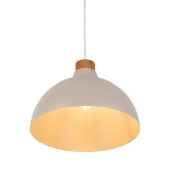 Hängelampe Metall Holz Ø 34 cm Retro Beige E27