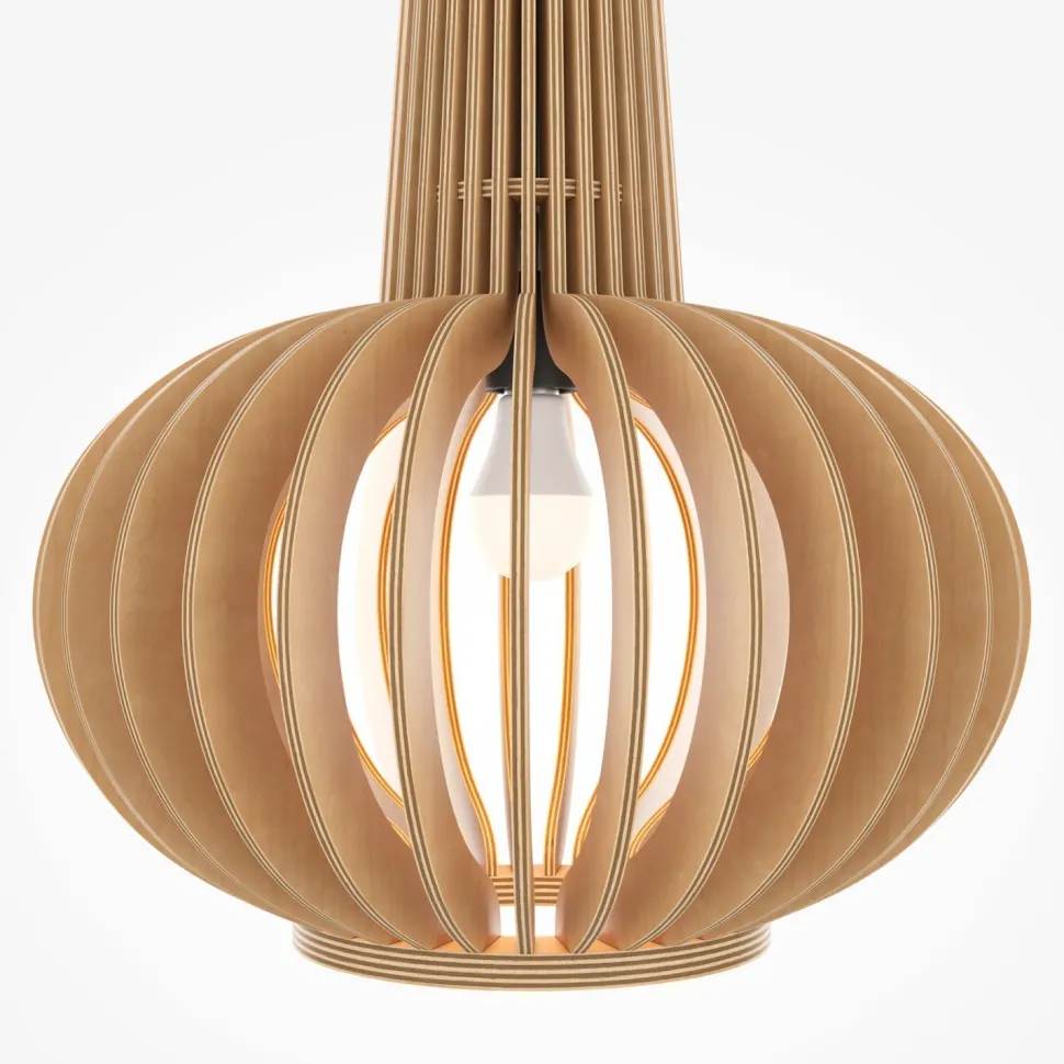 Hängelampe Metall Holz D: 35 cm rund H: max. 340,5 cm