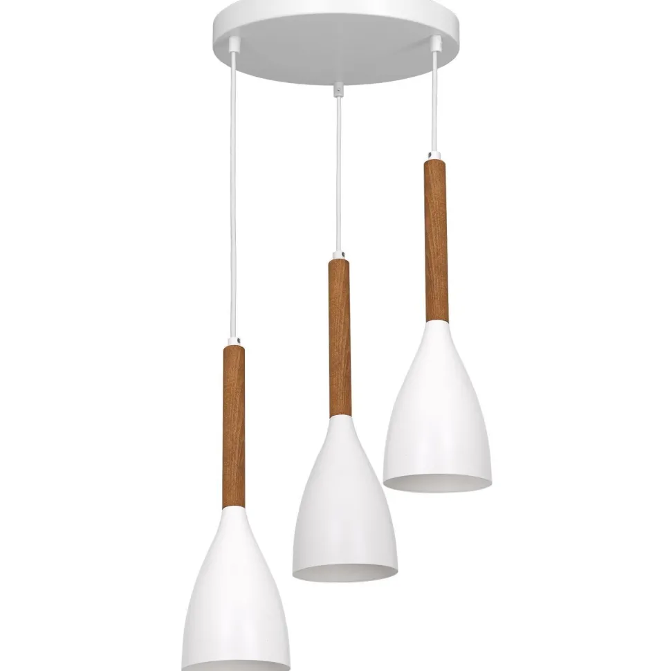 Hängelampe Metall Holz Weiß Skandinavisches Design