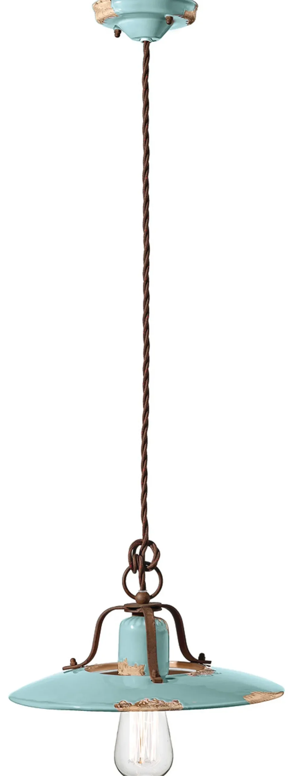 Hängelampe Metall Keramik E27 D: 30 cm rund NICOLA